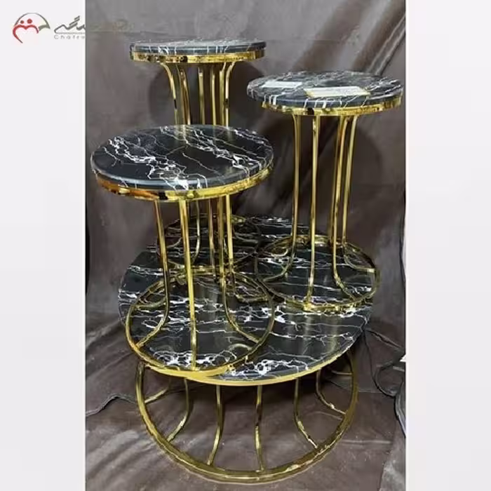 ست میز جلو مبلی و عسلی آهنی با رویه سنگ