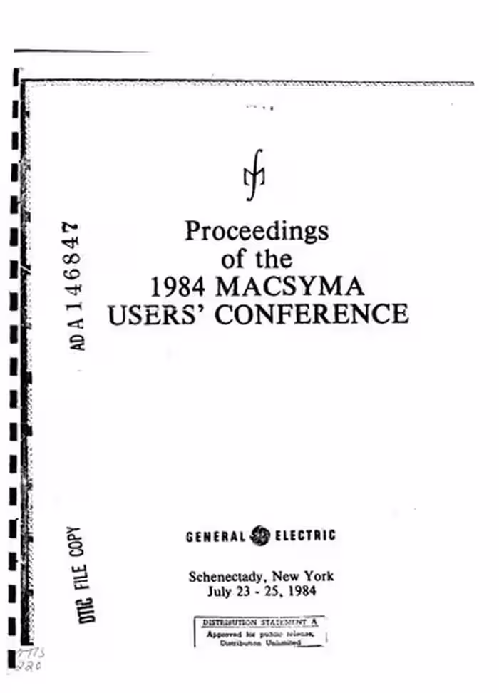 خرید و دانلود نسخه کامل کتاب Proceedings of the 1984 Macsyma Users’ Conference