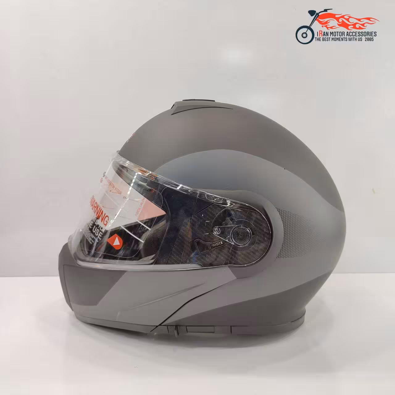 کلاه کاسکت فک متحرک ردلاین کد 955 - مشکی طوسی