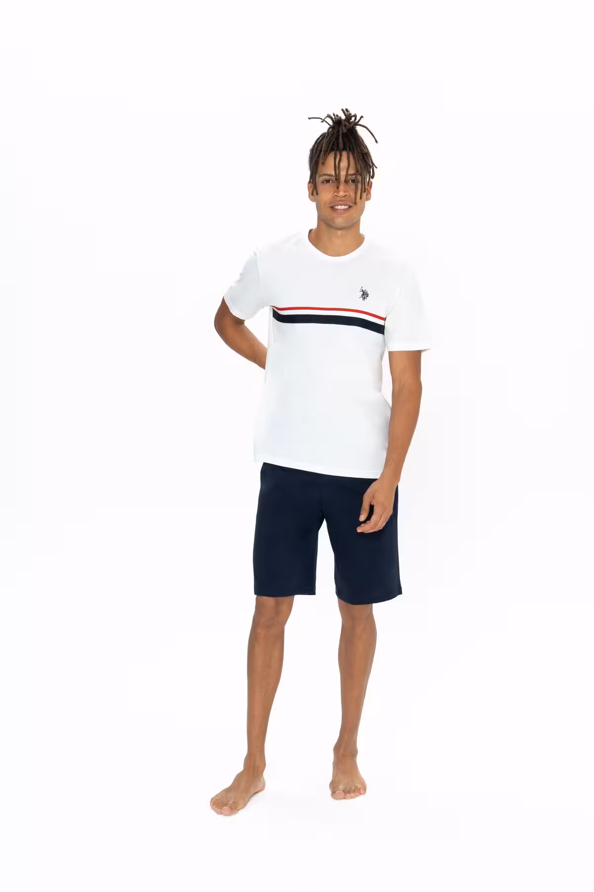 ست پیژامه مردانه پایه چوگان ASSN. شورت های لباس خواب تابستانی . EK U.S. Polo Assn.