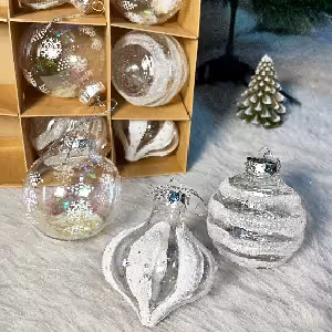 اویز گوی سفید کریسمس 3 مدل 8 سانت کد 261