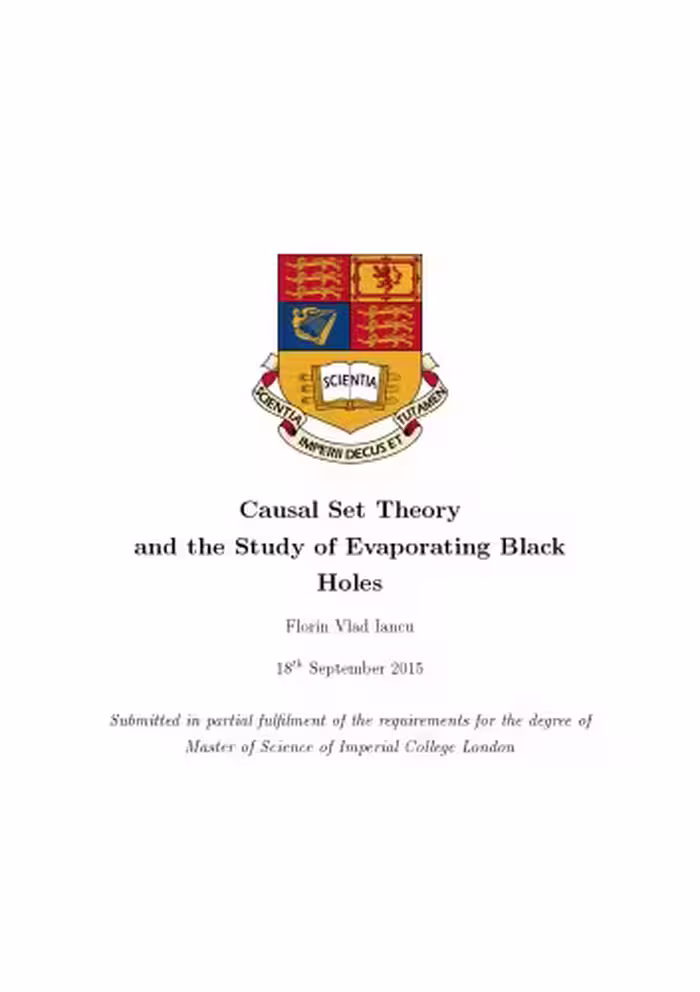خرید و دانلود نسخه کامل کتاب Causal Set Theory and the Study of Evaporating Black Holes