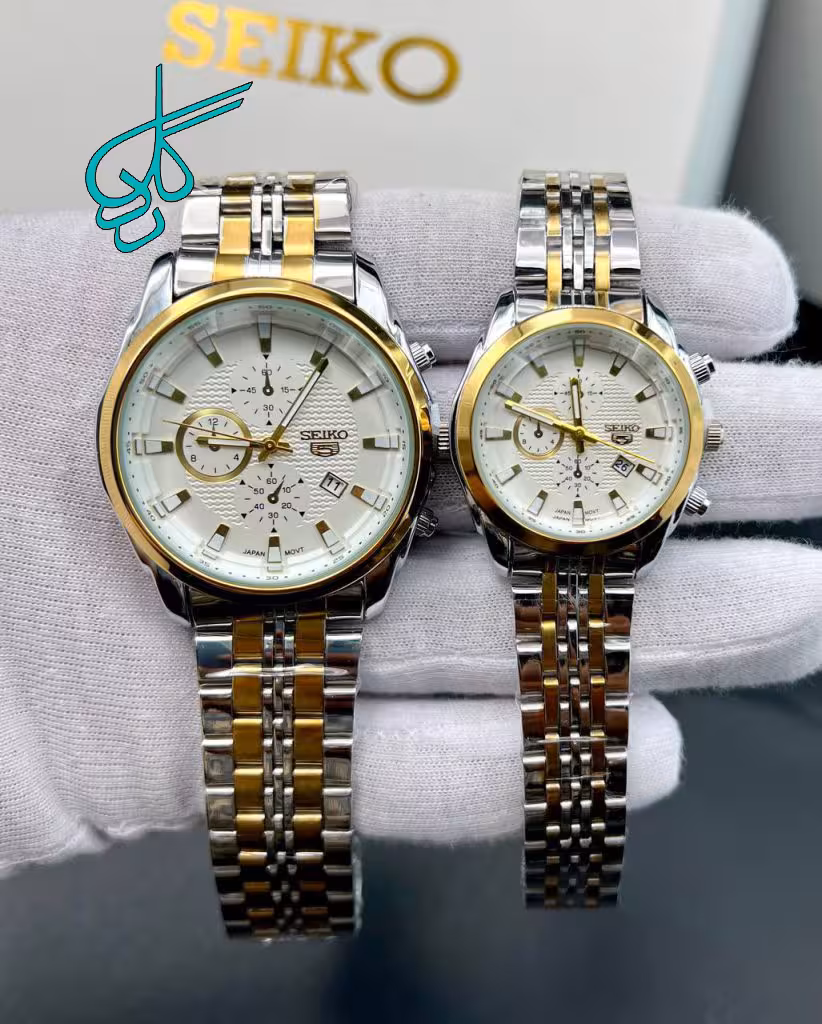 خرید ست ساعت زنانه و مردانه سیکو تک موتوره (طرح کرنو) رنگ ثابت کد 2117447 - ردگل