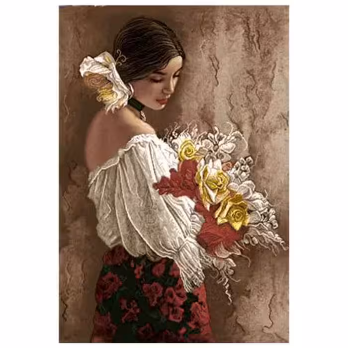 نخ و نقشه فرانسوی طرح دخترتنها کد 24283