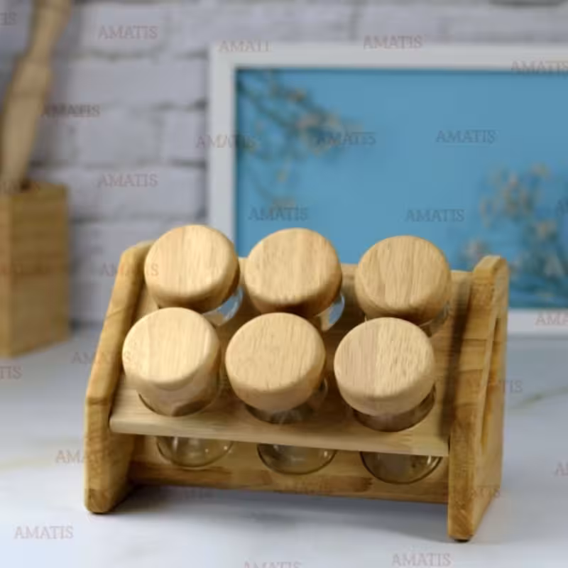 ست جا ادویه چوبی کج 6 تایی کد 99063 از برند لونارابروود