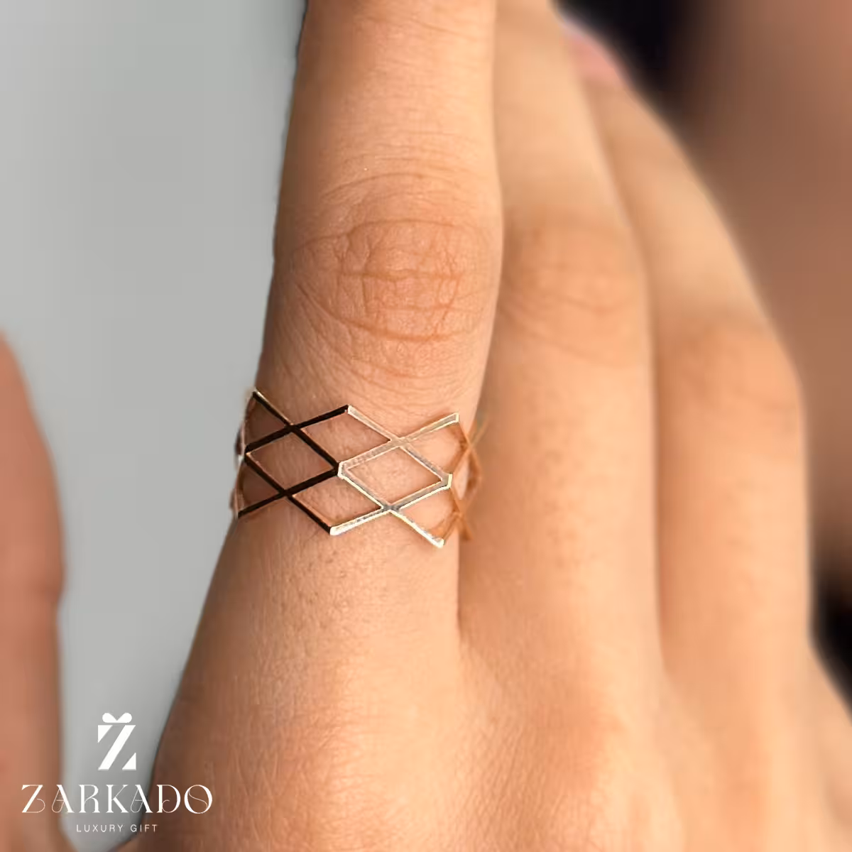 انگشتر طلا طرح تور لوزی کد R9713 - زرکادو