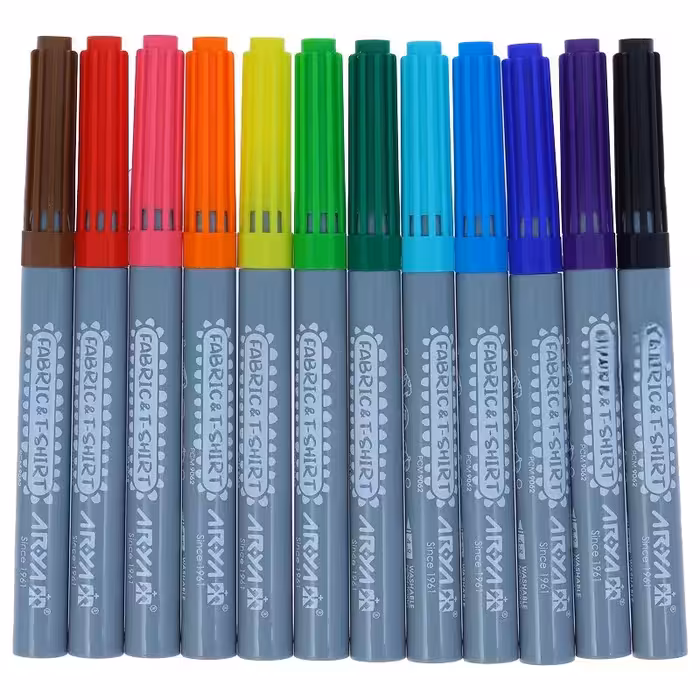 ماژیک رنگ آمیزی روی  پارچه آریا  بسته 12 عددی