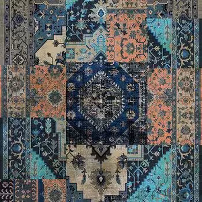 فرش تمام ابریشم  طرح پازل آبی کد HAG.707.02