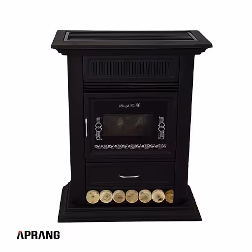 بخاری گازی شارق توس مدل هیوا طرح شومینه 140 - مشکی