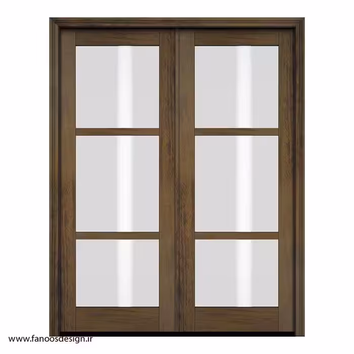 درب دو لنگه شیشه‌دار اتاق نشیمن با قاب مینیمال کد 1127