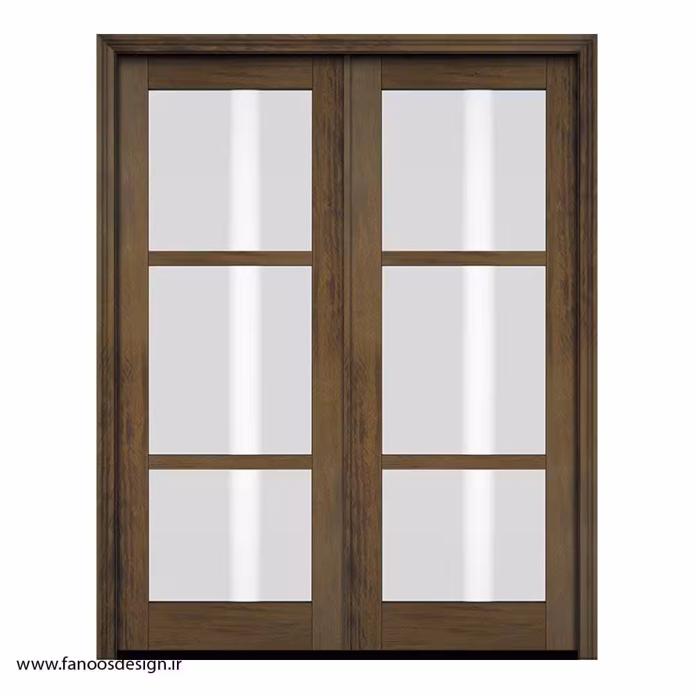 درب دو لنگه شیشه‌دار اتاق نشیمن با قاب مینیمال کد 1127