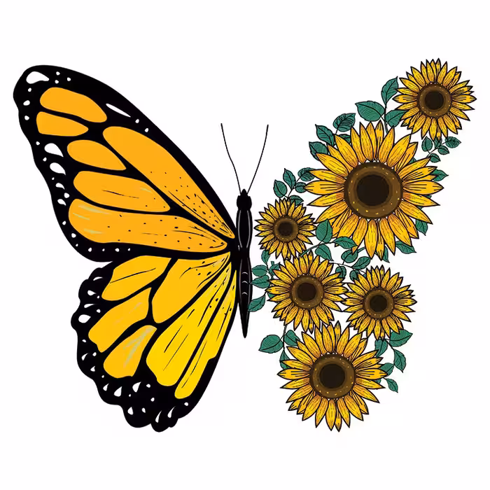 استیکر پارچه و لباس مدل دی تی اف طرح پروانه گل کد H20.73 مجموعه 3 عددی