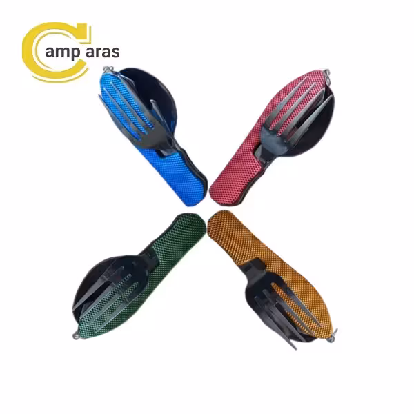 ست قاشق و چنگال تاشو 4 کاره کوهنوردی مدل SIBUR - کمپ آراس