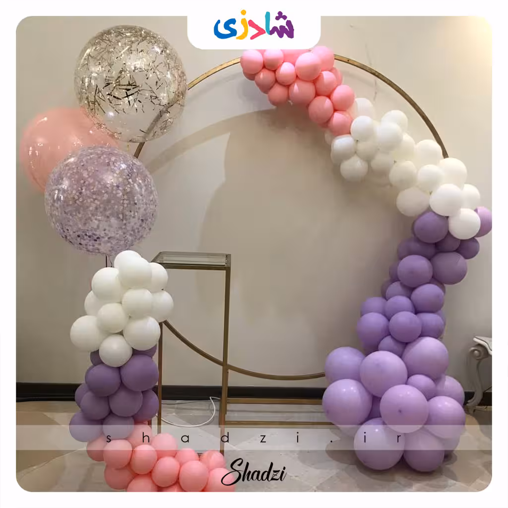 بادکنک آرایی صورتی سفید بنفش