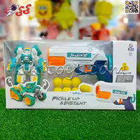 تفنگ اسباب بازی دوکاره  تیر اسفنجی   آب پاش و ربات تبدیل شونده Shoot gun 64856