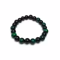 دستبند عقیق سیاه و چشم ببر سبز کد310062