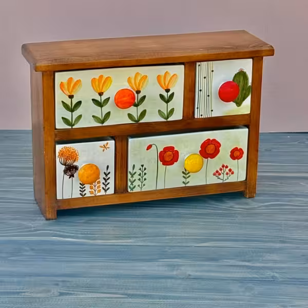 دراور رو میزی با چهار کشو ترکیبی طرح شش