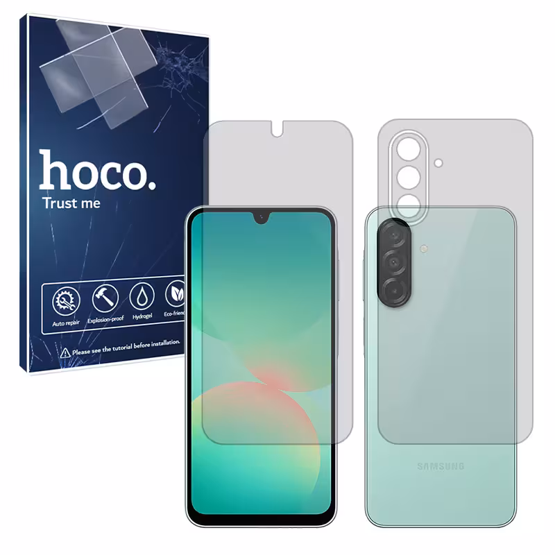 گلس صفحه نمایش و پشت گوشی سامسونگ Galaxy A26 مدل شفاف برند هوکو کد SS