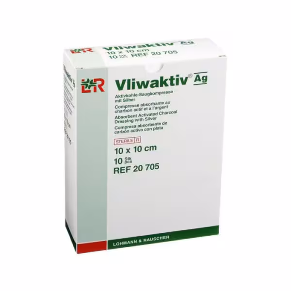 پانسمان کربن فعال نقره دار ولی وکتیو پد دار Vliwaktiv ag