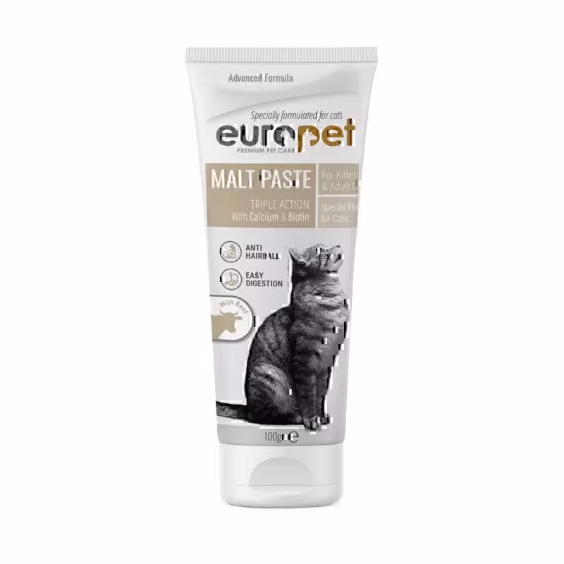 خمیر مالت گربه با طعم گوشت گاو یوروپت Europet Cat Malt Paste With Beef وزن 100 گرم