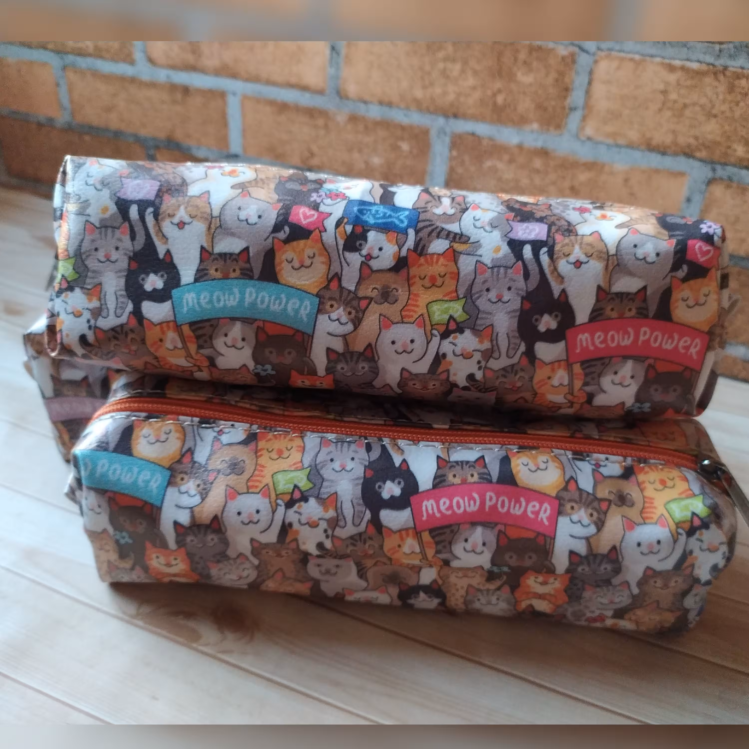 جامدادی تک زیپ  چرم  فانتزی  طرح    گربه های خندان