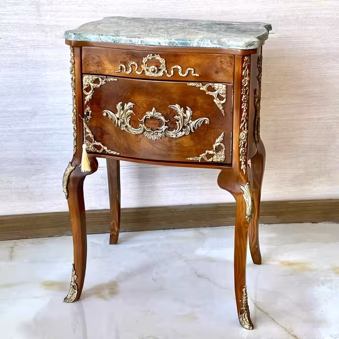 میز تلفن چوبی با صفحه سنگ