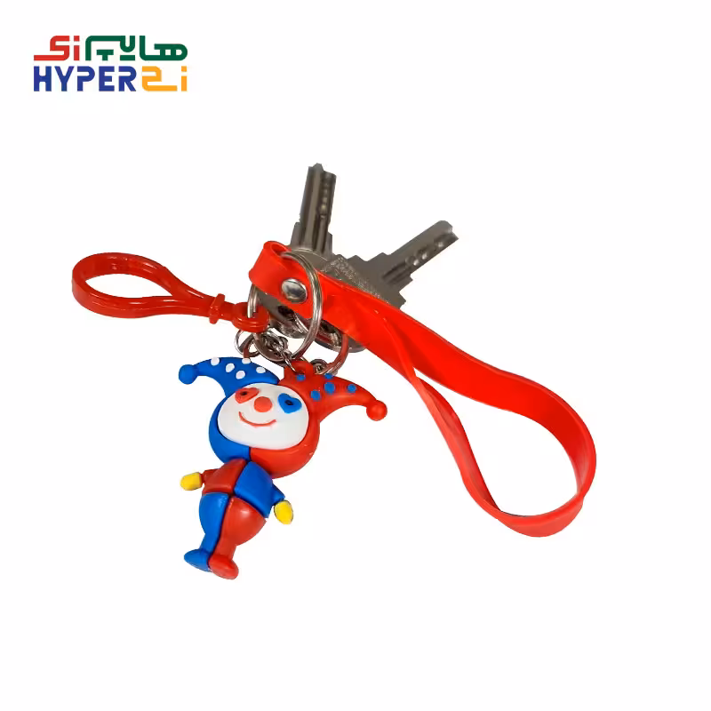 جاسوئیچی فانتزی دلقک (آبی-قرمز) بند قرمز