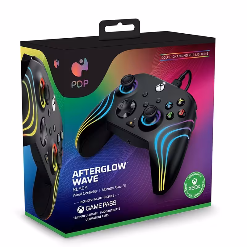 کنترلر ایکس باکس PDP مشکی مدل Afterglow Wave