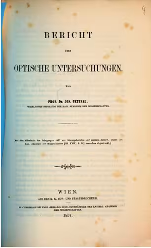 خرید و دانلود نسخه کامل کتاب Bericht über optische Untersuchungen