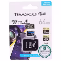 رم میکرو 64 گیگ تیم گروپ TeamGroup A1 V30 U3 C10 64GB 100MB/s   خشاب