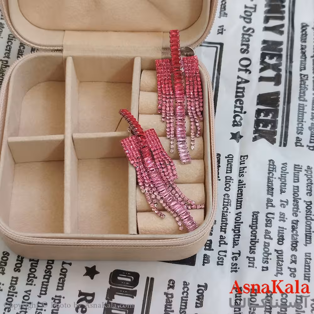 گوشواره جواهری مدل آویز نگیندار رنگ نقره ای کد GSH152100W