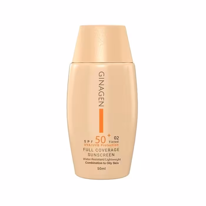 کرم ضد آفتاب رنگی پوست چرب شماره 02 Ginagen SPF50