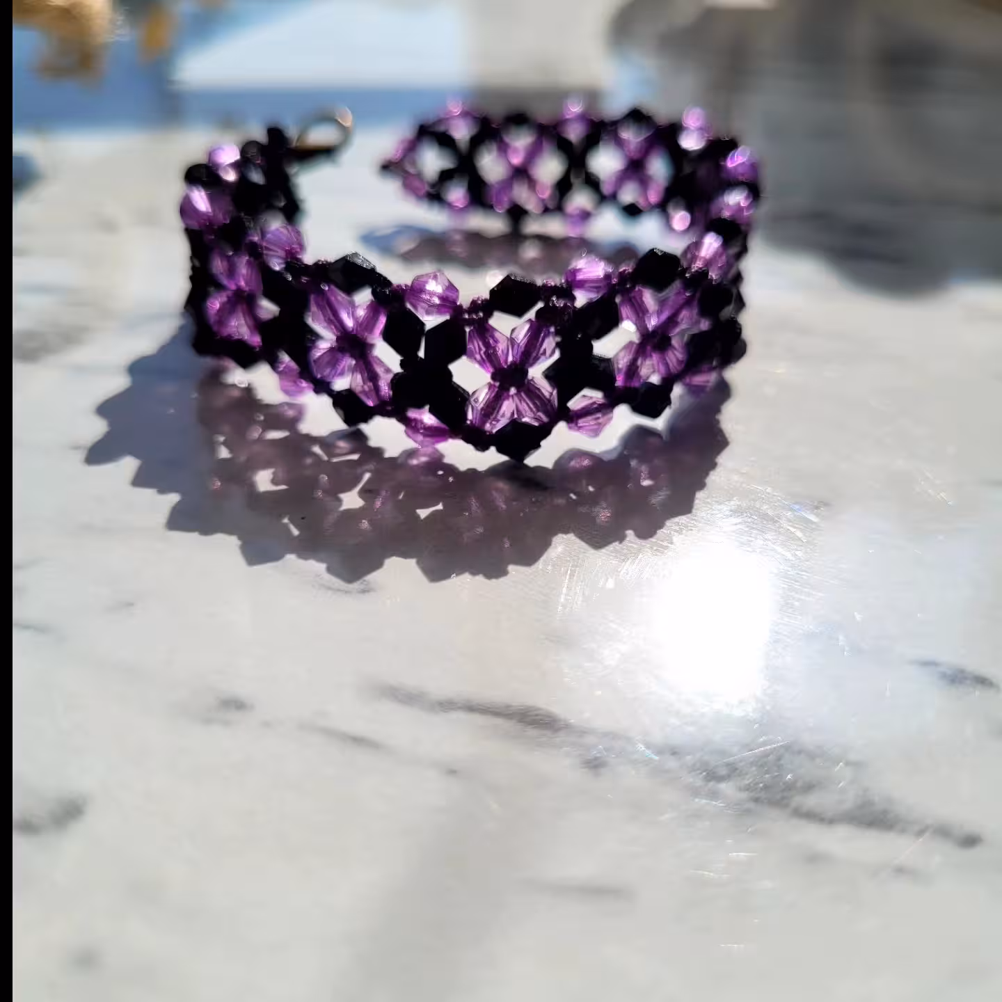 دستبند دستساز بافت نگینی 