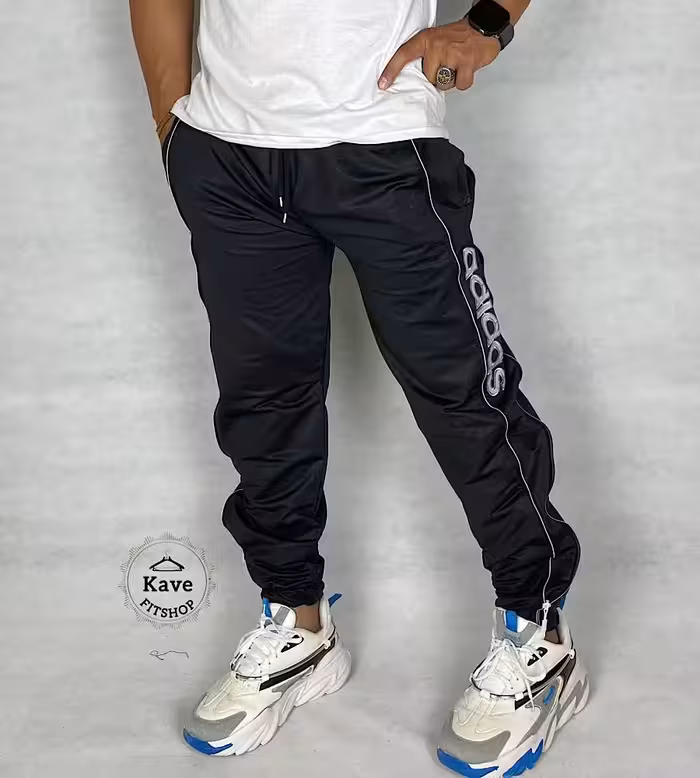 شلوار مردانه مدل اسلش دمپا گت بغل زیپ مشکی