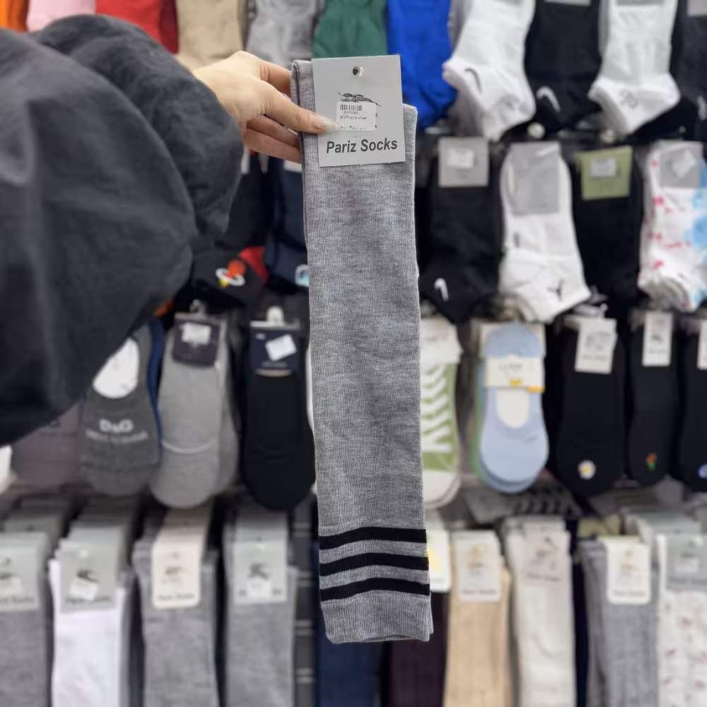 جوراب بالا زانو سه خط طوسی