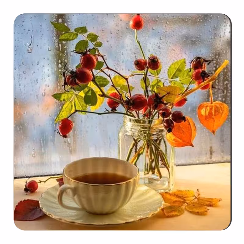 مگنت طرح فنجان چای و باران و گیاه کد wmg2482