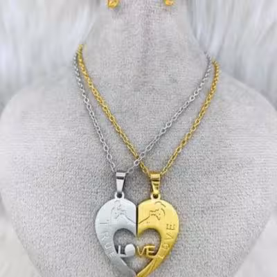 ست پلاک زنجیر استیل دو تیکه