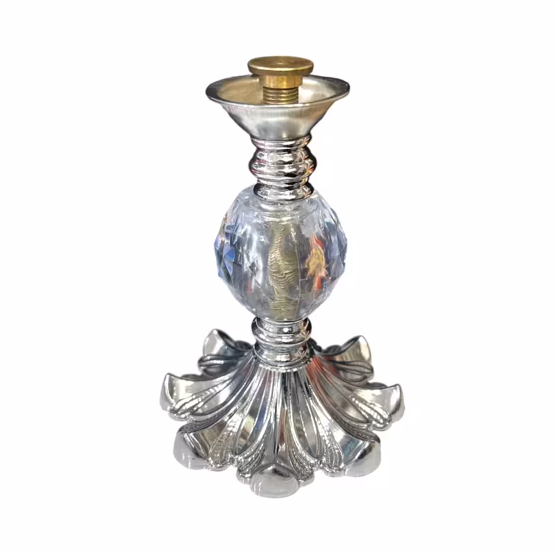 پایه نخل پلاستیکی متوسط نقره ای قطر 8 ارتفاع 11 سانت
