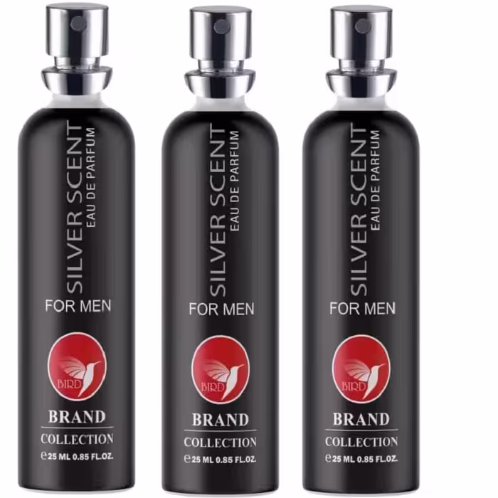 عطر جیبی مردانه برد برند کالکشن مدل سیلور سنت حجم 25 میلی لیتر مجموعه 3 عددی