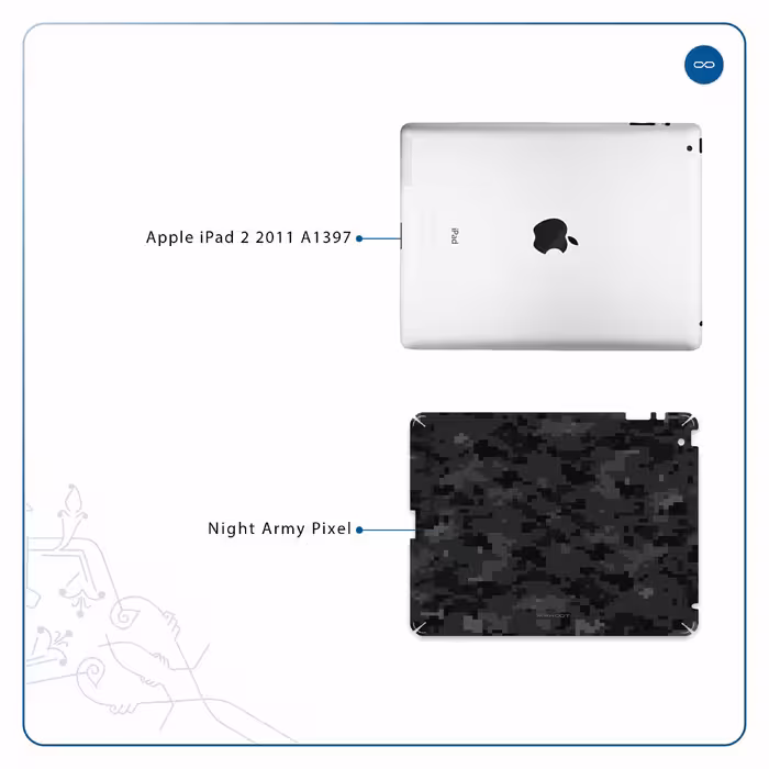 برچسب پوششی ماهوت مدل Night-Army-Pixel مناسب برای تبلت اپل iPad 2 2011 A1397