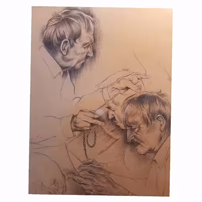 تابلو نقاشی مدادرنگی طرح پیرمردها