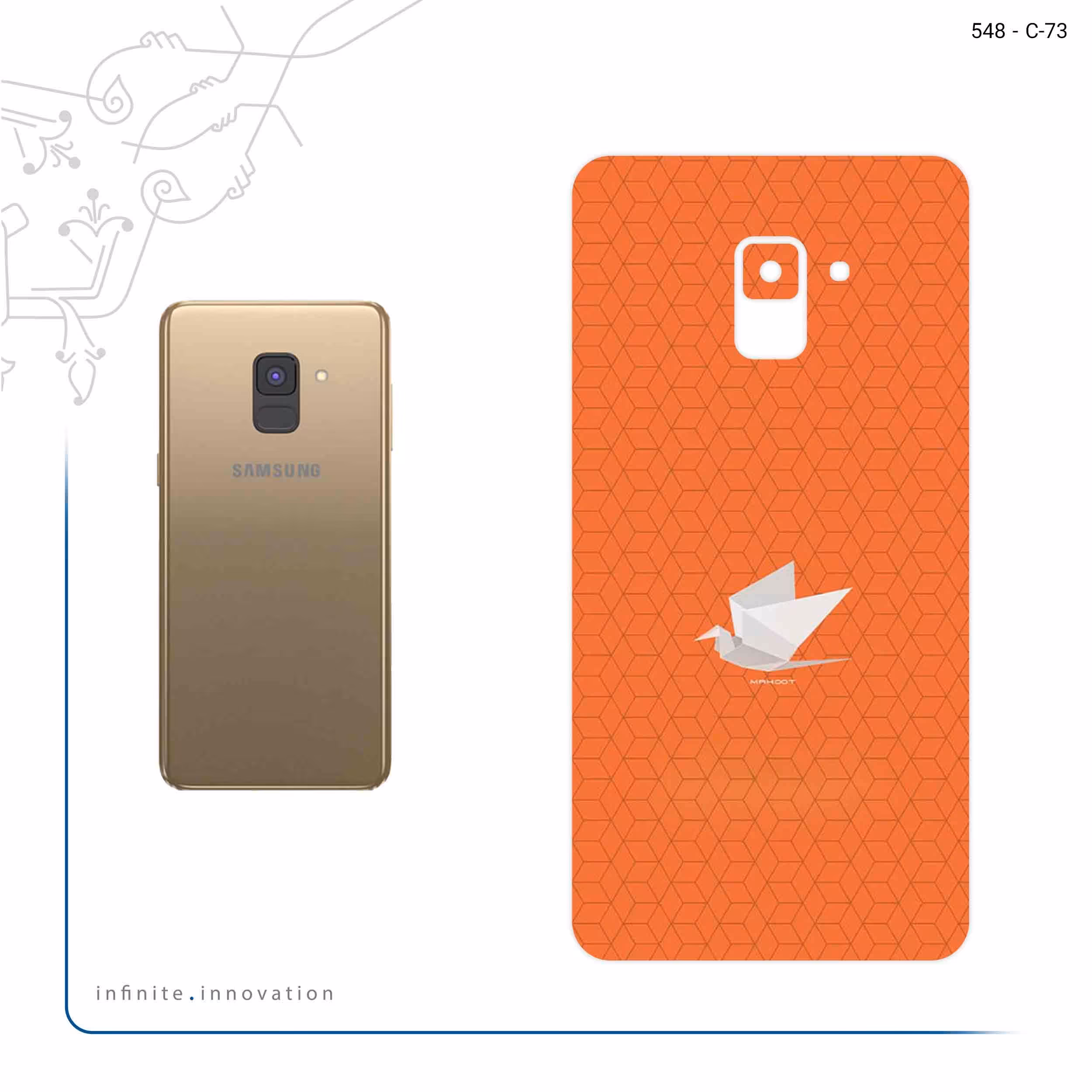 برچسب پوششی ماهوت مدل Minimalist origami bird مناسب برای گوشی موبایل سامسونگ Galaxy A8 Plus 2018