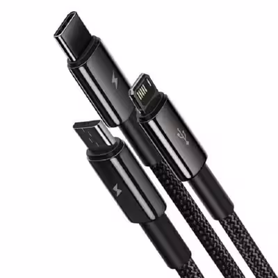 کابل تبدیل USB به USB-C / MICRO USB / لایتنینگ باسئوس مدل CAMLTWJ-01 طول 1.5 متر