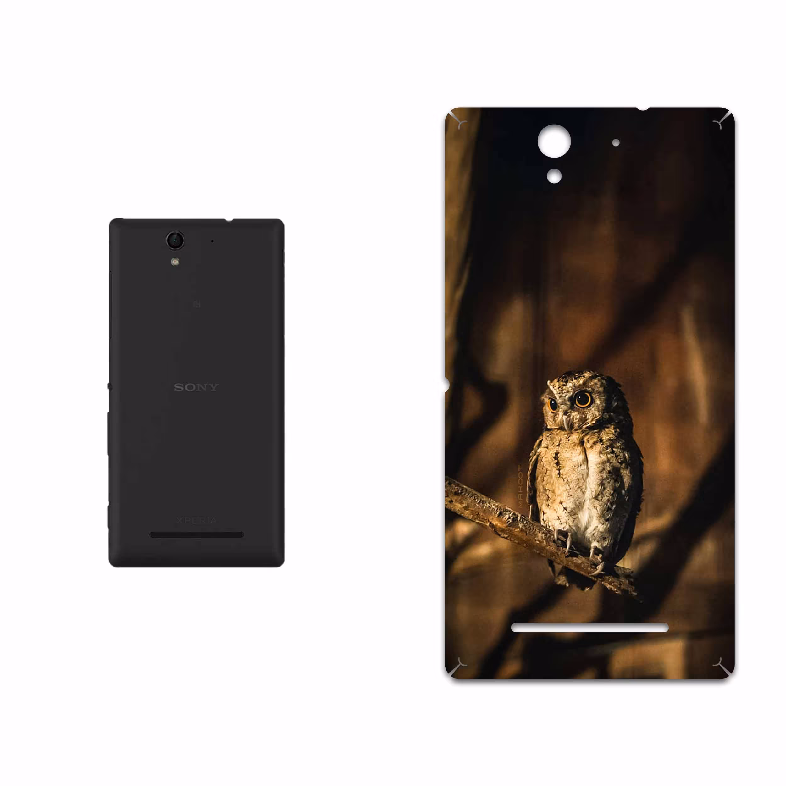 برچسب پوششی ماهوت مدل Owl مناسب برای گوشی موبایل سونی Xperia C3 Dual