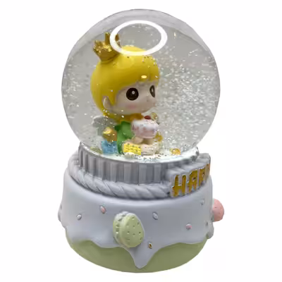 گوی موزیکال مدل HAPPY طرح دختر تاج به سر کد B387