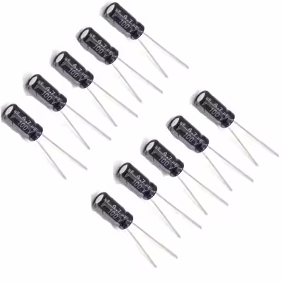 خازن الکترولیت 4.7 میکروفاراد مدل 100V بسته 10 عددی