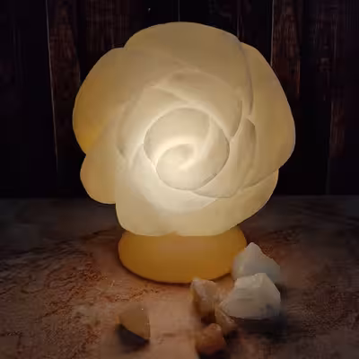 آباژور سنگ نمک مدل گل برجسته کد 03