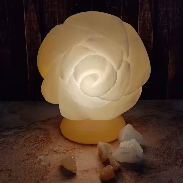 آباژور سنگ نمک مدل گل برجسته کد 03