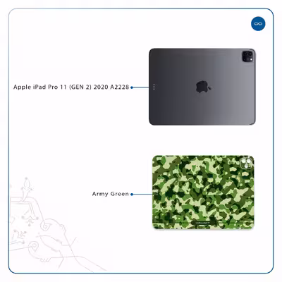 برچسب پوششی ماهوت مدل Army-Green-2 مناسب برای تبلت اپل iPad Pro 11 (GEN 2) 2020 A2228