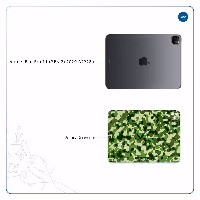 برچسب پوششی ماهوت مدل Army-Green-2 مناسب برای تبلت اپل iPad Pro 11 (GEN 2) 2020 A2228